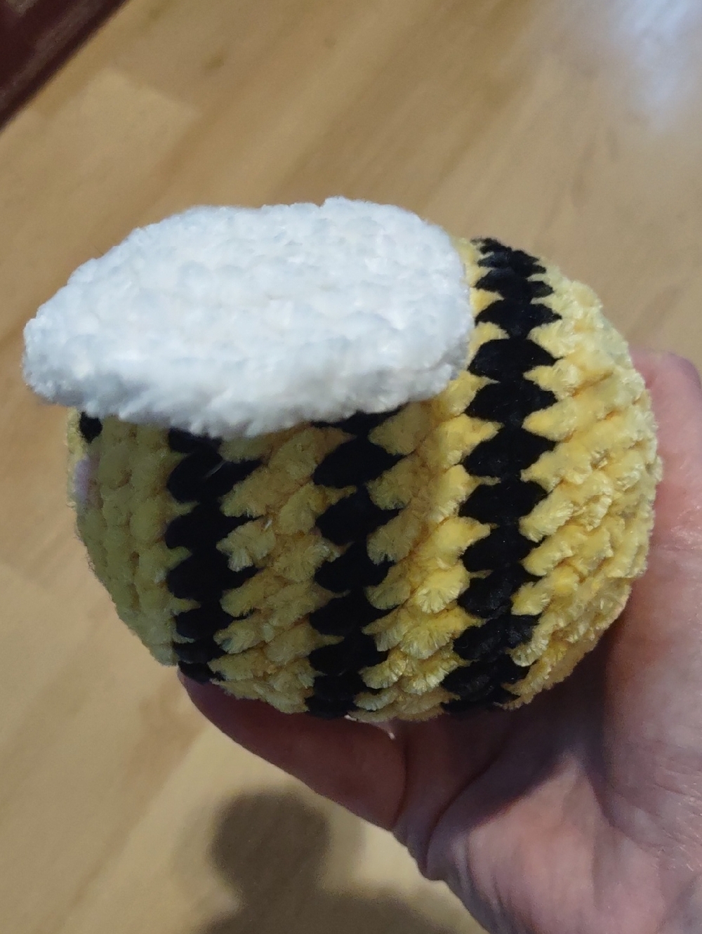 Crochet Plush Yellow Black Bee Embroidered Eyes - Picture 3 of 3